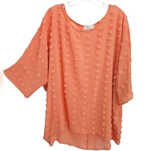 FIRST LOVE TEXTURED BLOUSE ORANGE SZ M